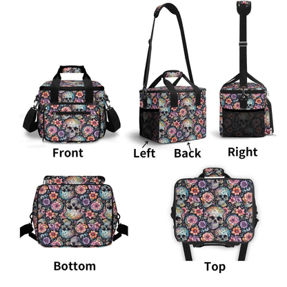 Pastel Floral and Skulls Insulated Leakproof Cooler Bag Lunch Box - DeRose Seasonal