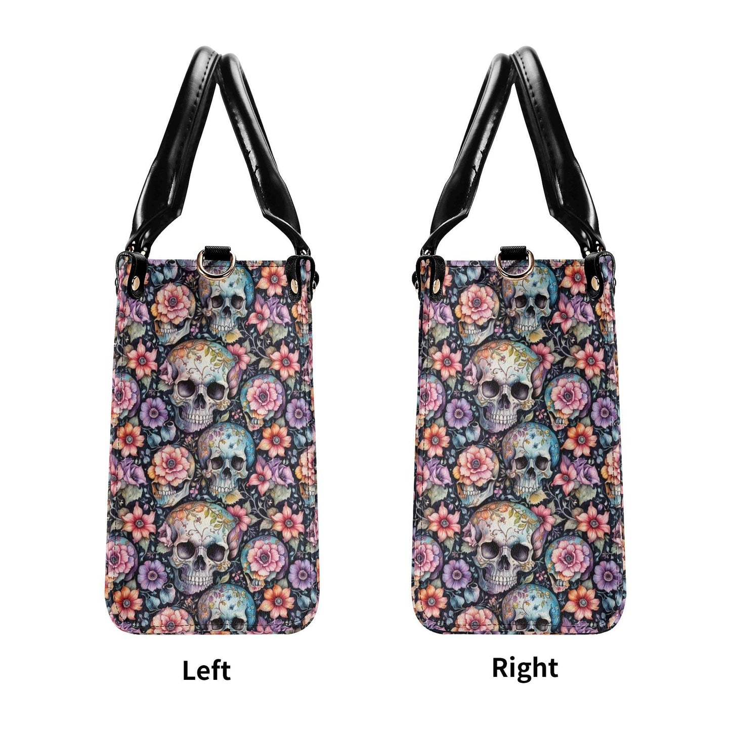 Pastel Floral and Skulls Luxury Women's Leather Handbag - DeRose Seasonal