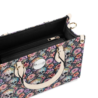 Pastel Floral and Skulls Luxury Women's Leather Handbag - DeRose Seasonal