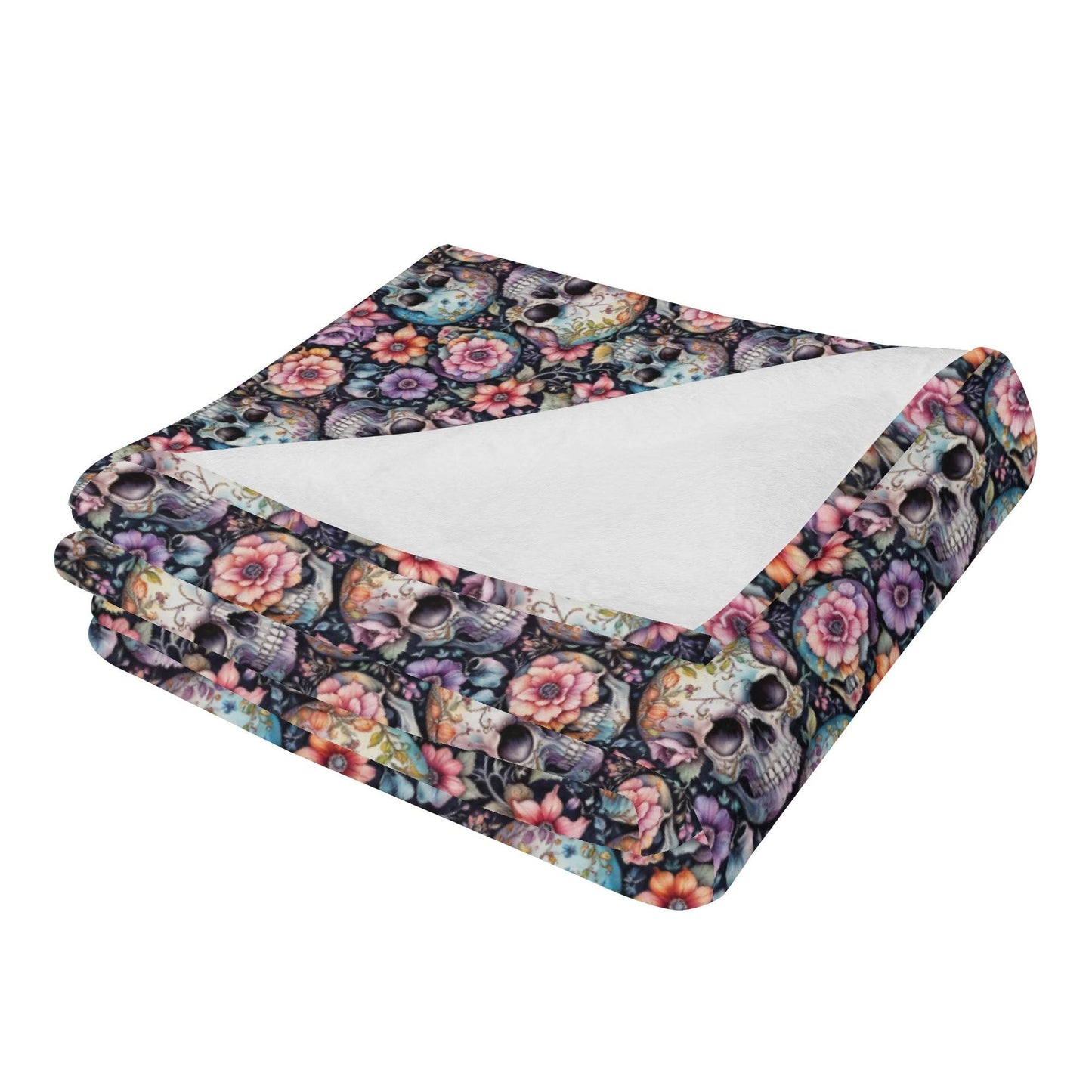 Pastel and Floral Skulls Flannel Breathable Blanket 4 Sizes - DeRose Seasonal