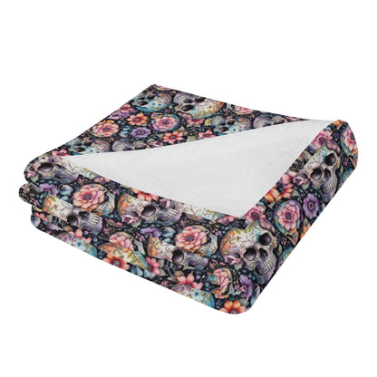 Pastel and Floral Skulls Flannel Breathable Blanket 4 Sizes - DeRose Seasonal