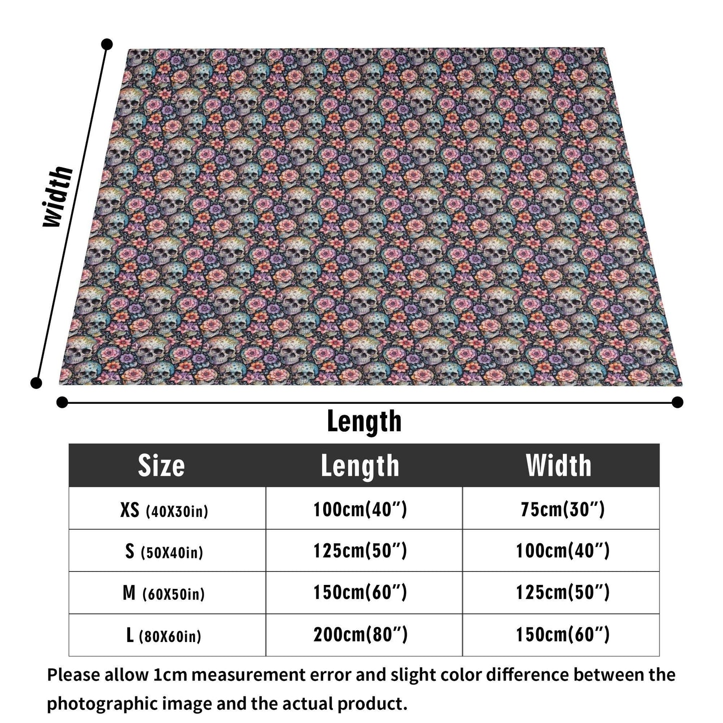 Pastel and Floral Skulls Flannel Breathable Blanket 4 Sizes - DeRose Seasonal