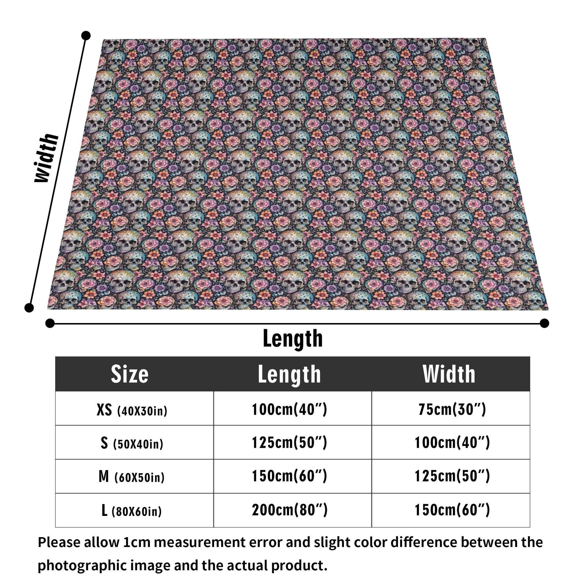 Pastel and Floral Skulls Flannel Breathable Blanket 4 Sizes - DeRose Seasonal