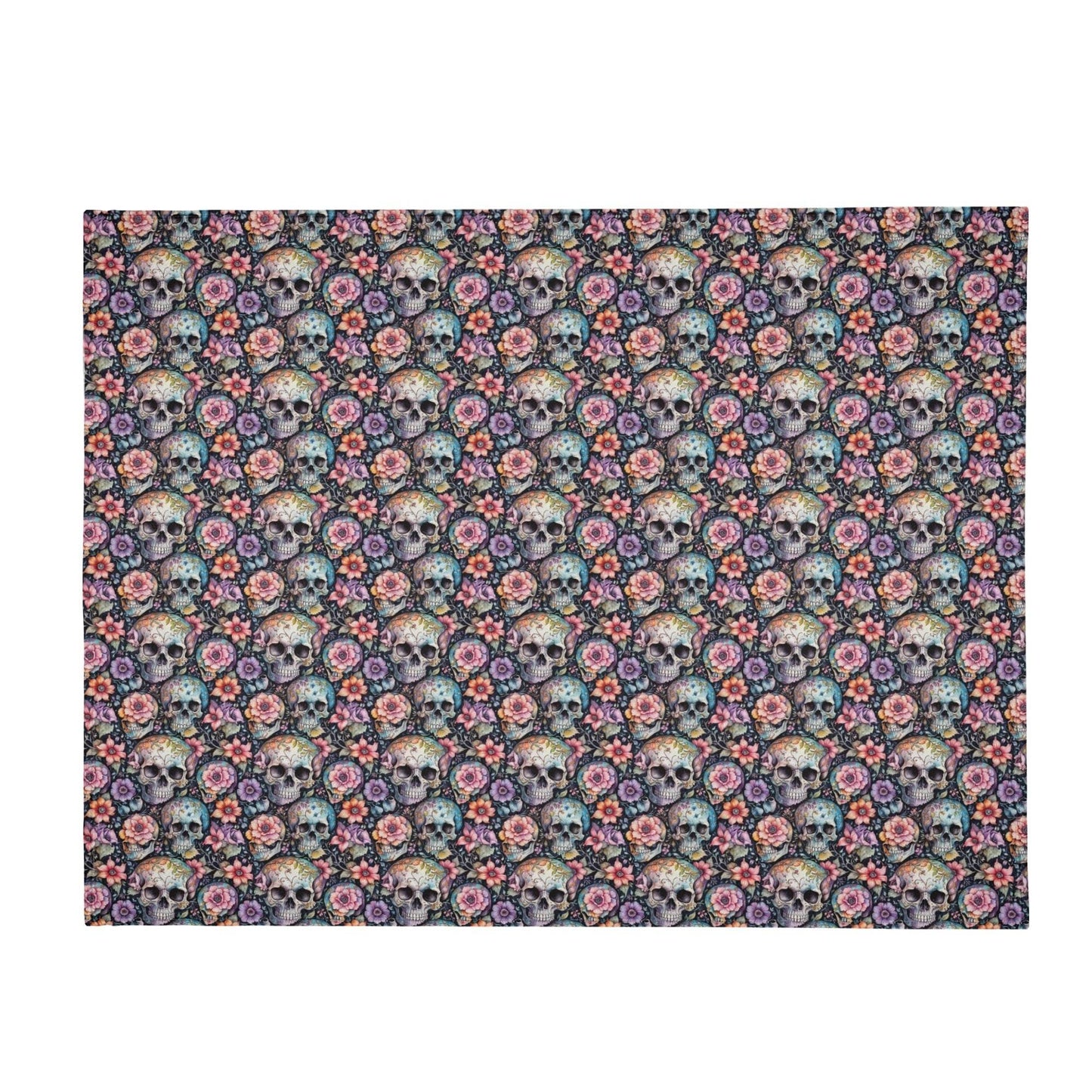 Pastel and Floral Skulls Flannel Breathable Blanket 4 Sizes - DeRose Seasonal