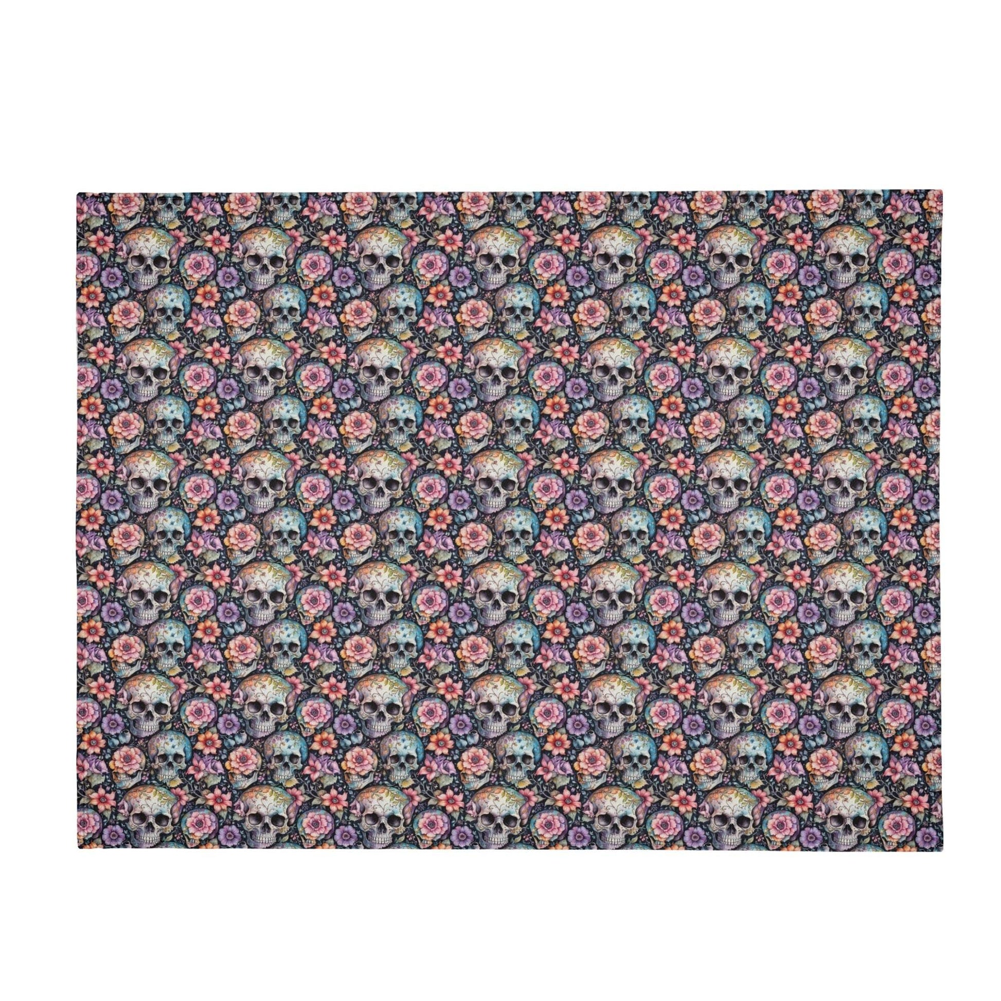Pastel and Floral Skulls Flannel Breathable Blanket 4 Sizes - DeRose Seasonal