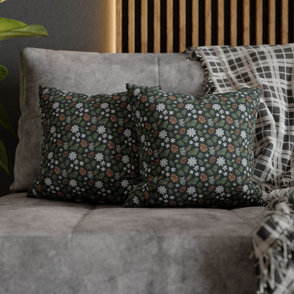 Snowflake PIne Spun Polyester Square Pillowcase - DeRose Seasonal