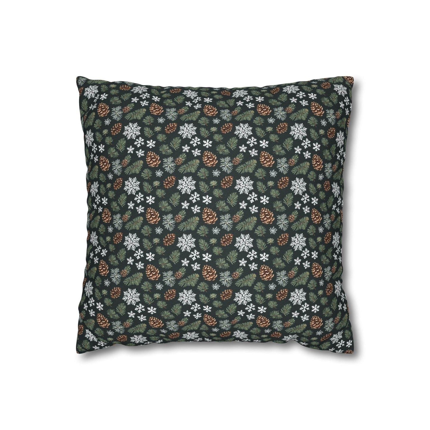 Snowflake PIne Spun Polyester Square Pillowcase - DeRose Seasonal