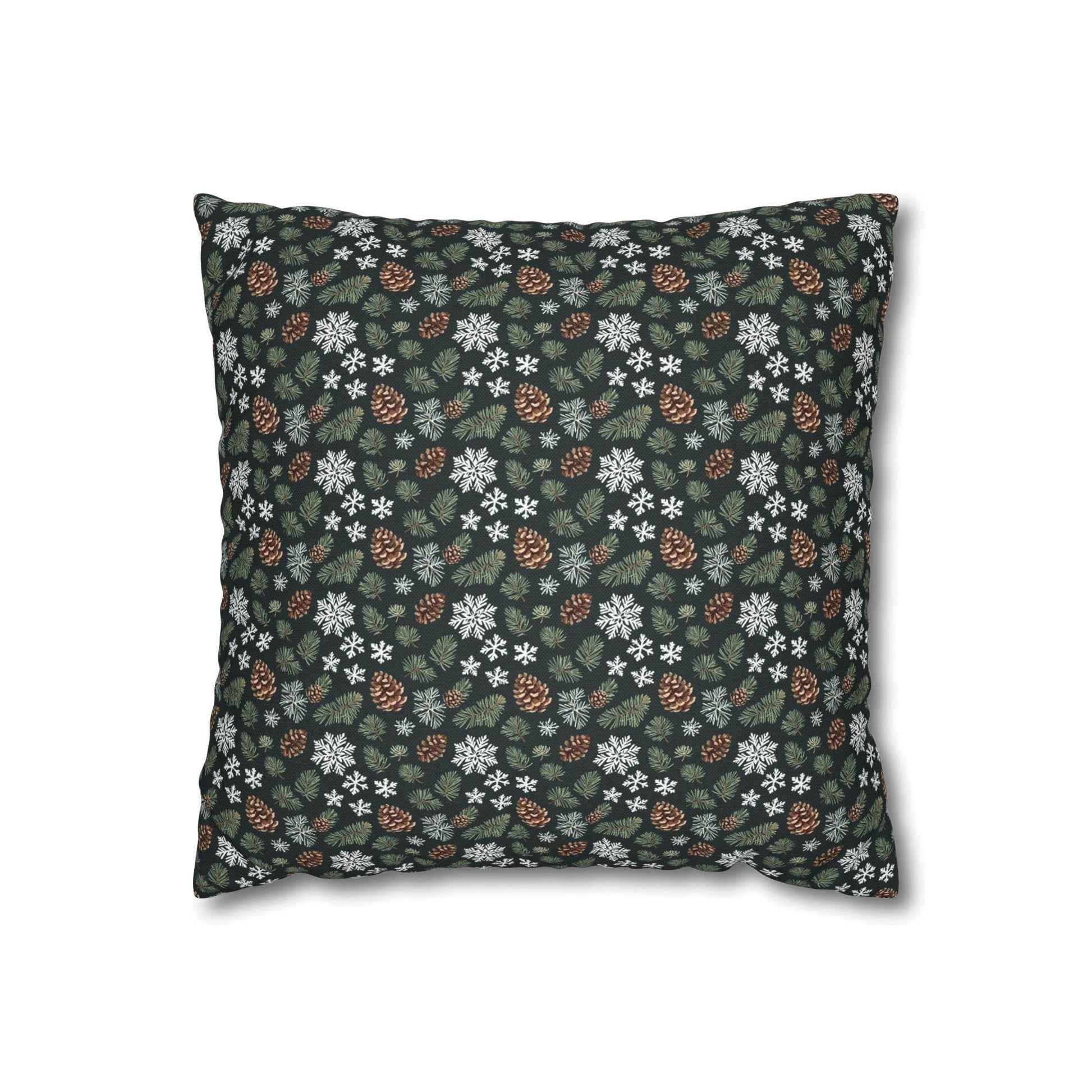 Snowflake PIne Spun Polyester Square Pillowcase - DeRose Seasonal