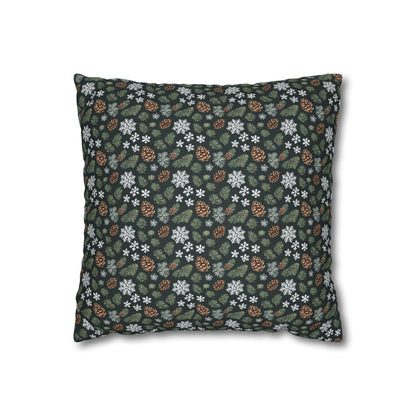 Snowflake PIne Spun Polyester Square Pillowcase - DeRose Seasonal