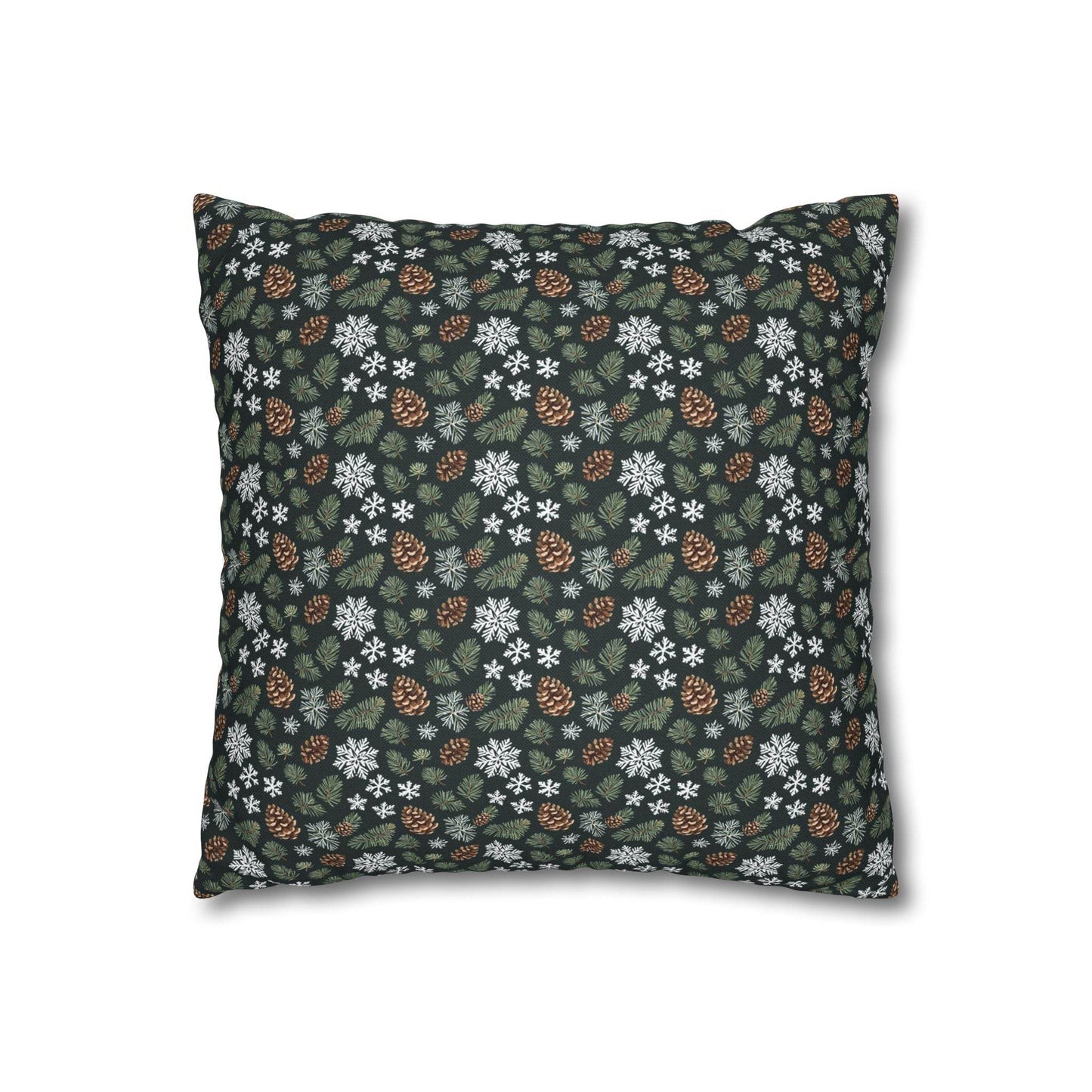 Snowflake PIne Spun Polyester Square Pillowcase - DeRose Seasonal