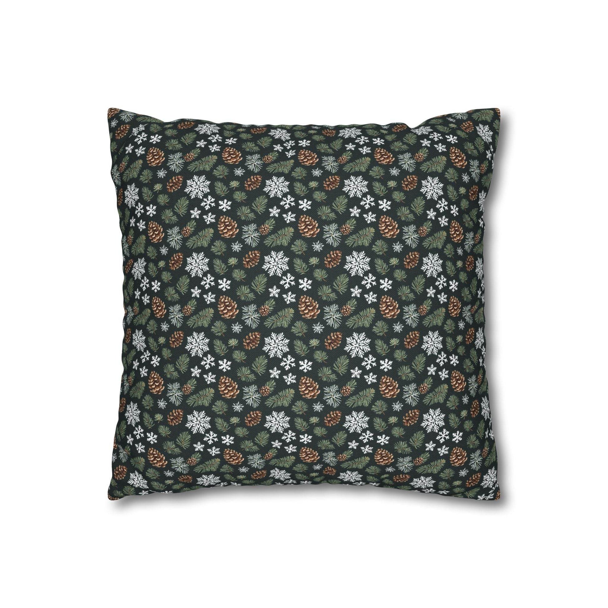 Snowflake PIne Spun Polyester Square Pillowcase - DeRose Seasonal