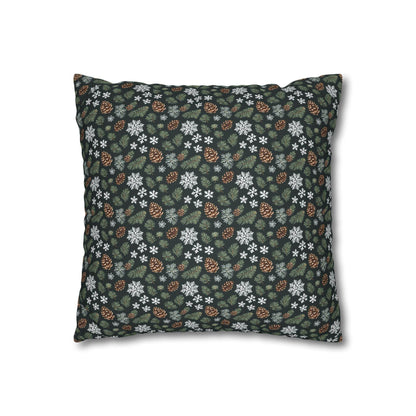 Snowflake PIne Spun Polyester Square Pillowcase - DeRose Seasonal