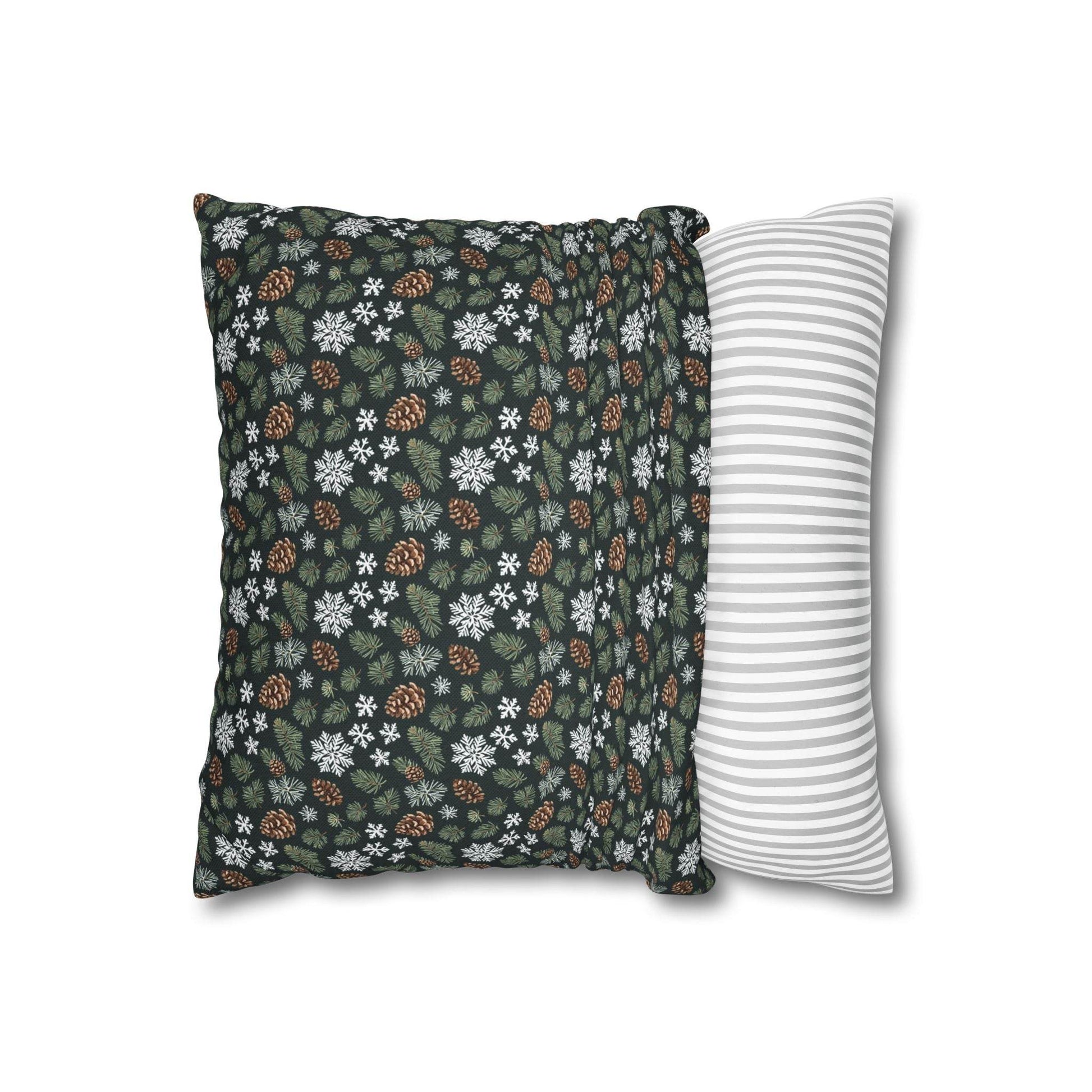 Snowflake PIne Spun Polyester Square Pillowcase - DeRose Seasonal