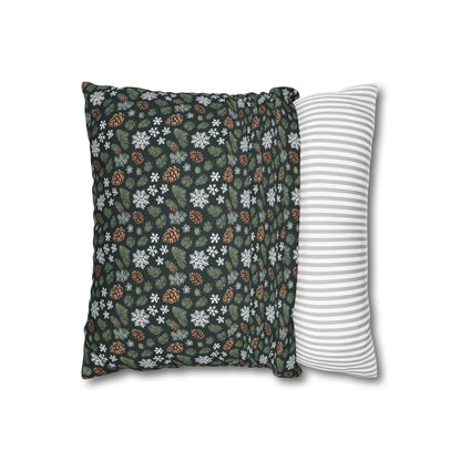 Snowflake PIne Spun Polyester Square Pillowcase - DeRose Seasonal
