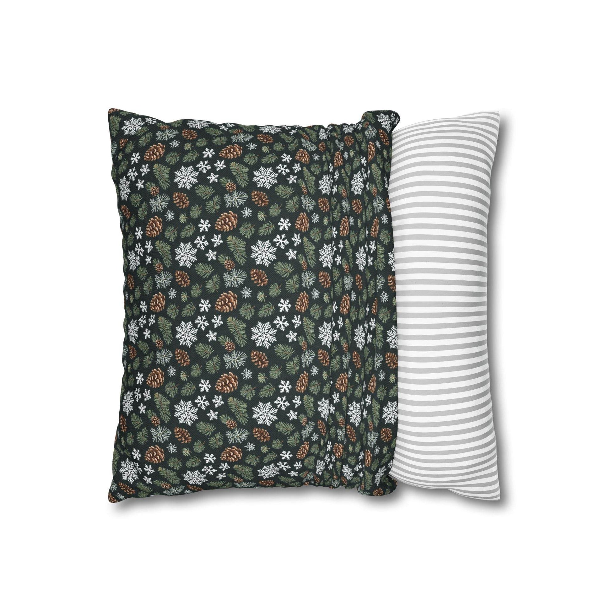 Snowflake PIne Spun Polyester Square Pillowcase - DeRose Seasonal