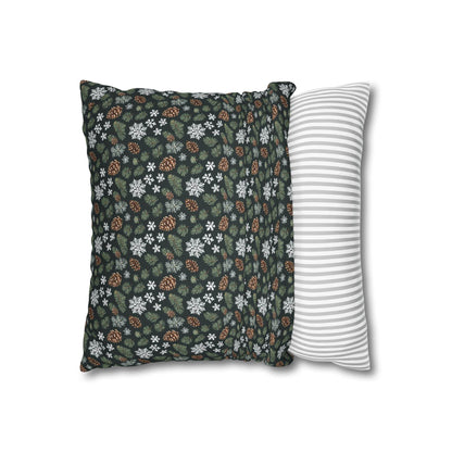 Snowflake PIne Spun Polyester Square Pillowcase - DeRose Seasonal