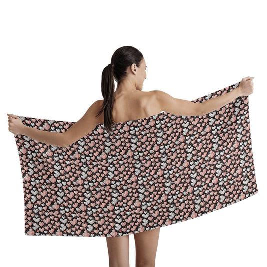 Pink Hearts Bath Towel - DeRose Seasonal