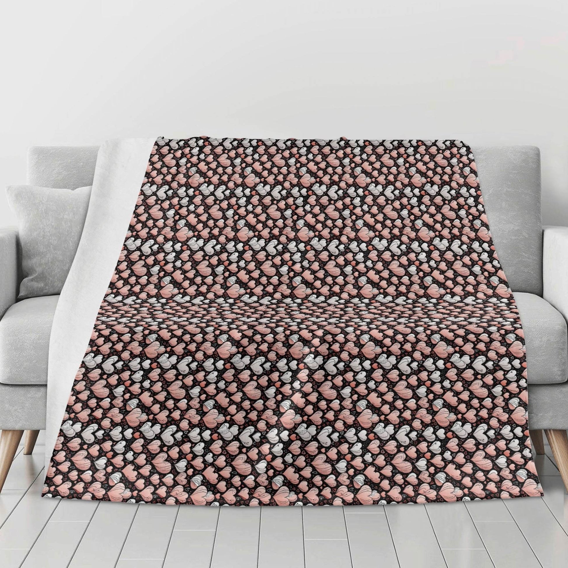 Pink Hearts Flannel Breathable Blanket 4 Sizes - DeRose Seasonal