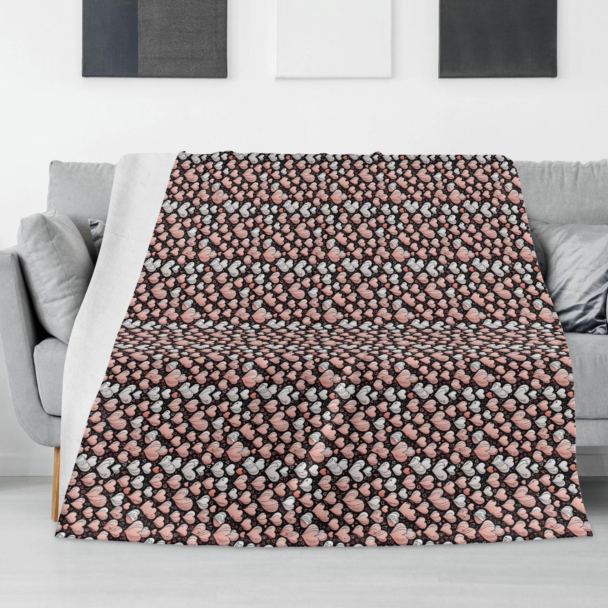 Pink Hearts Flannel Breathable Blanket 4 Sizes - DeRose Seasonal