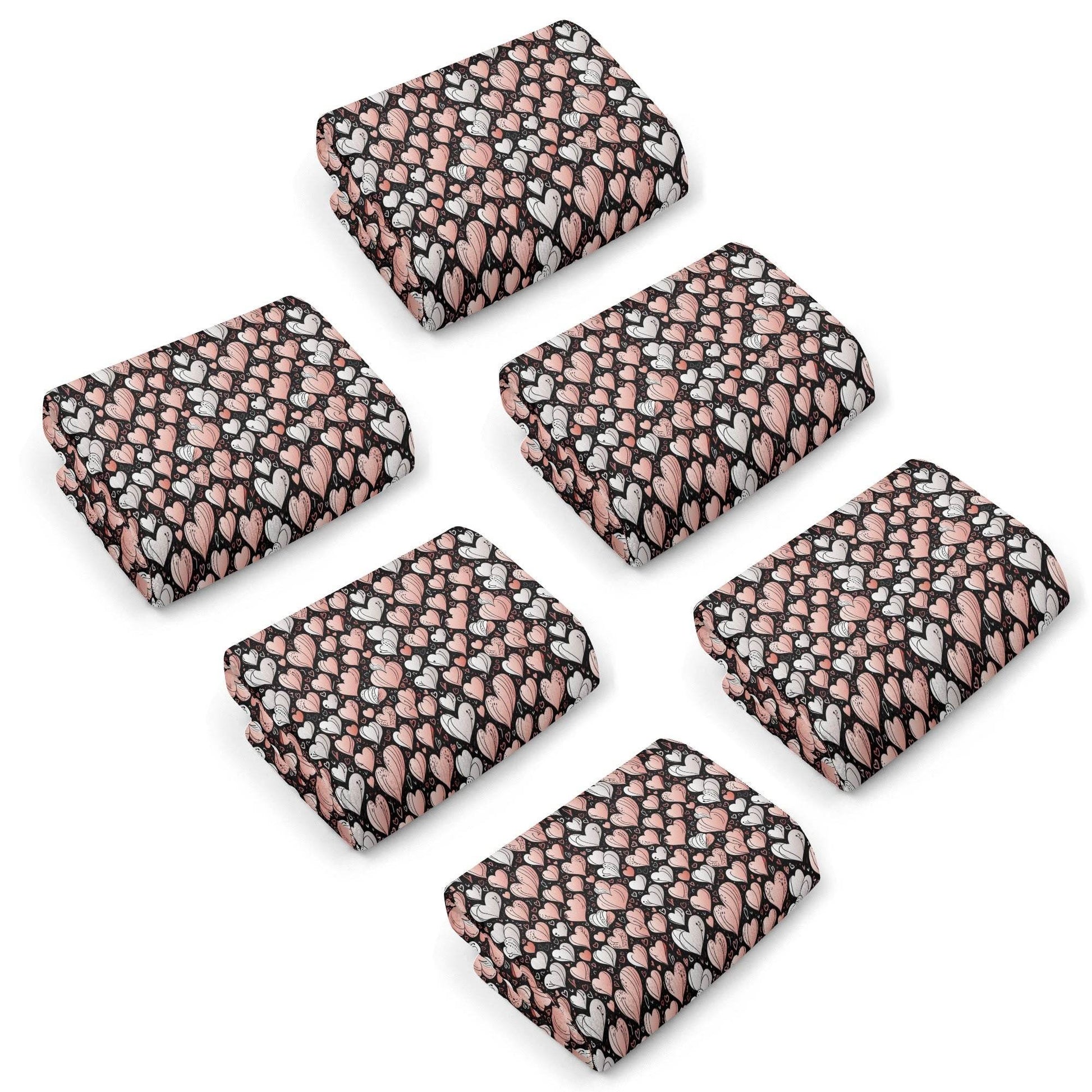 Pink Hearts Hand Towels (6 Pcs) - DeRose Seasonal