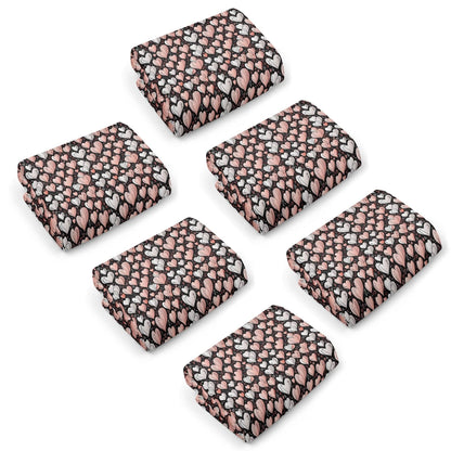 Pink Hearts Hand Towels (6 Pcs) - DeRose Seasonal