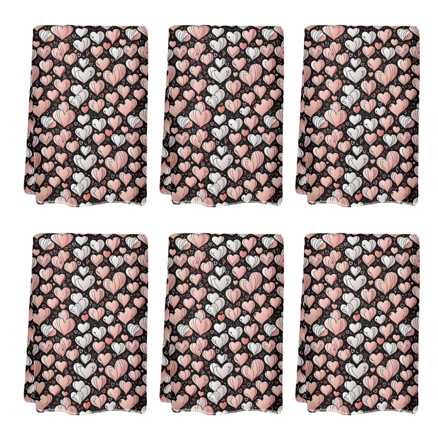 Pink Hearts Hand Towels (6 Pcs) - DeRose Seasonal
