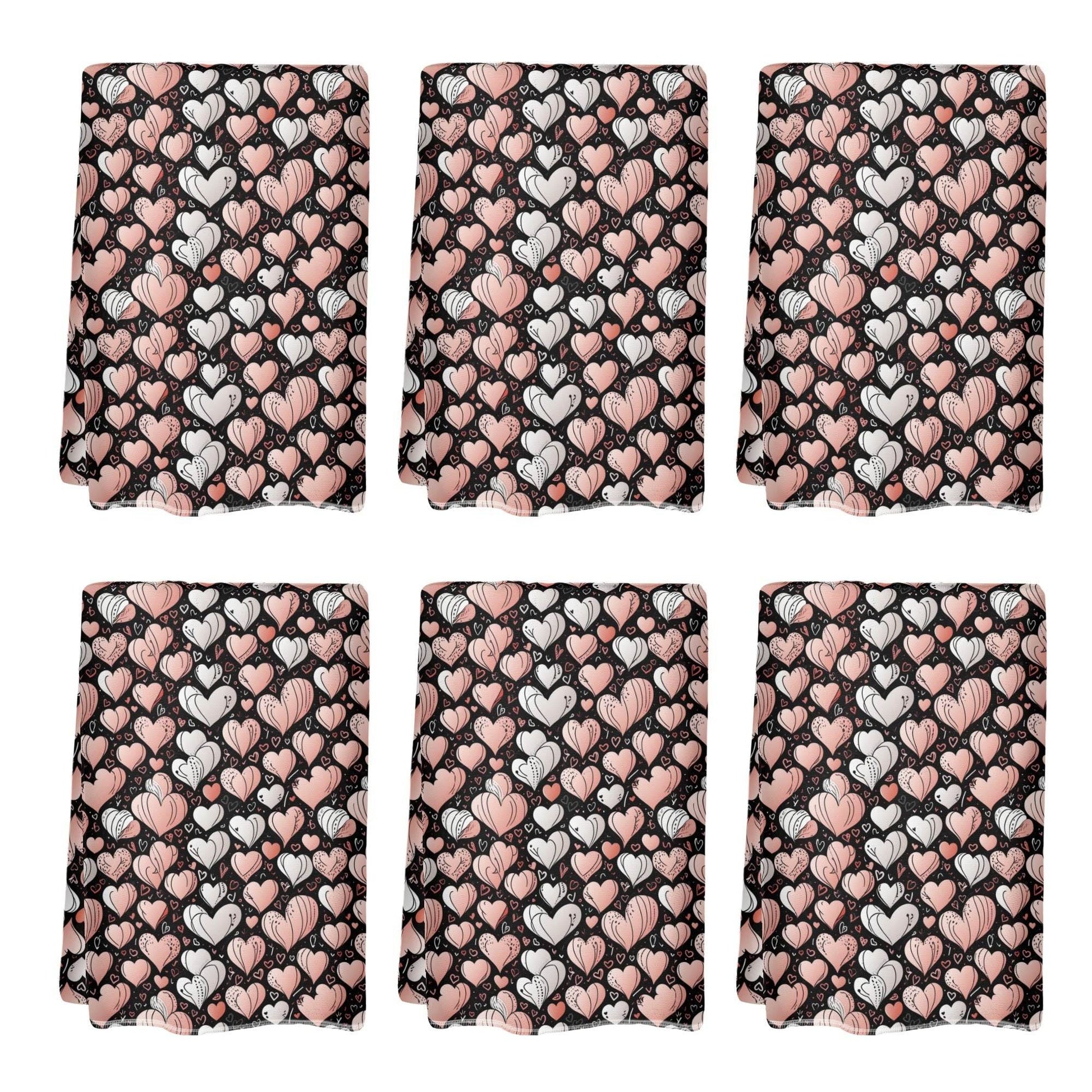 Pink Hearts Hand Towels (6 Pcs) - DeRose Seasonal