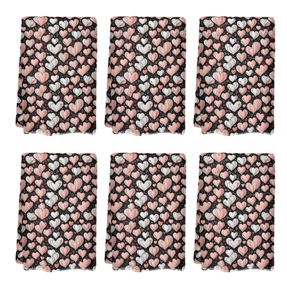 Pink Hearts Hand Towels (6 Pcs) - DeRose Seasonal