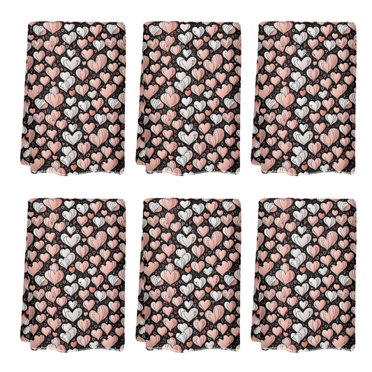 Pink Hearts Hand Towels (6 Pcs) - DeRose Seasonal