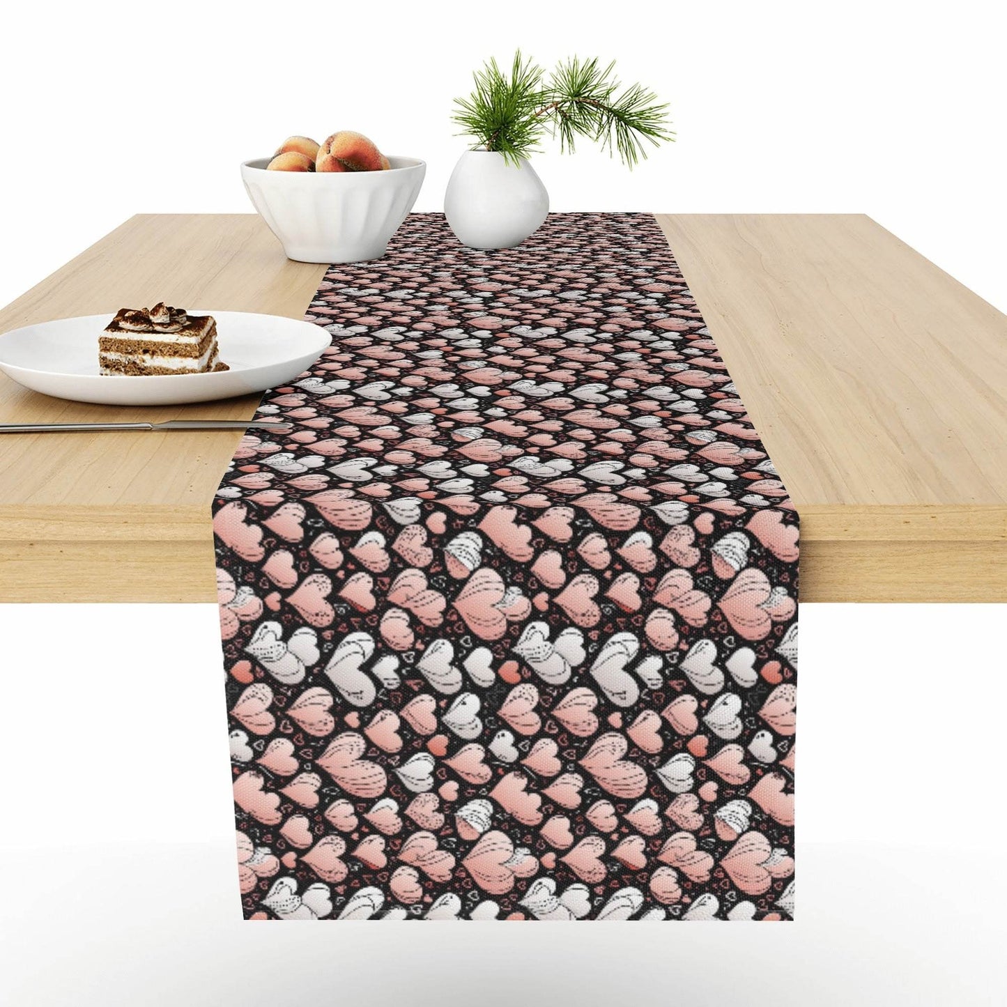 Pink Hearts Polyester Table Runner - DeRose Seasonal