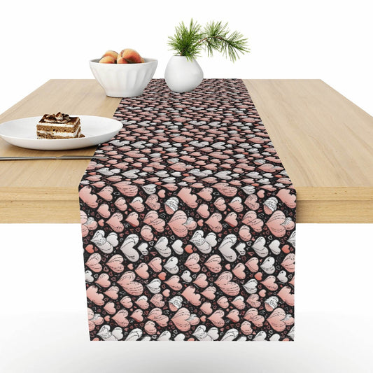 Pink Hearts Polyester Table Runner - DeRose Seasonal
