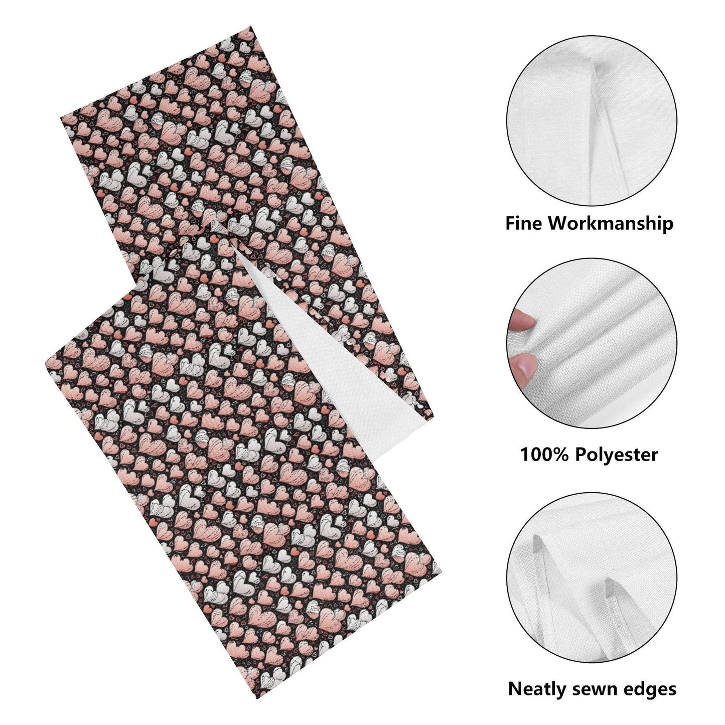 Pink Hearts Polyester Table Runner - DeRose Seasonal