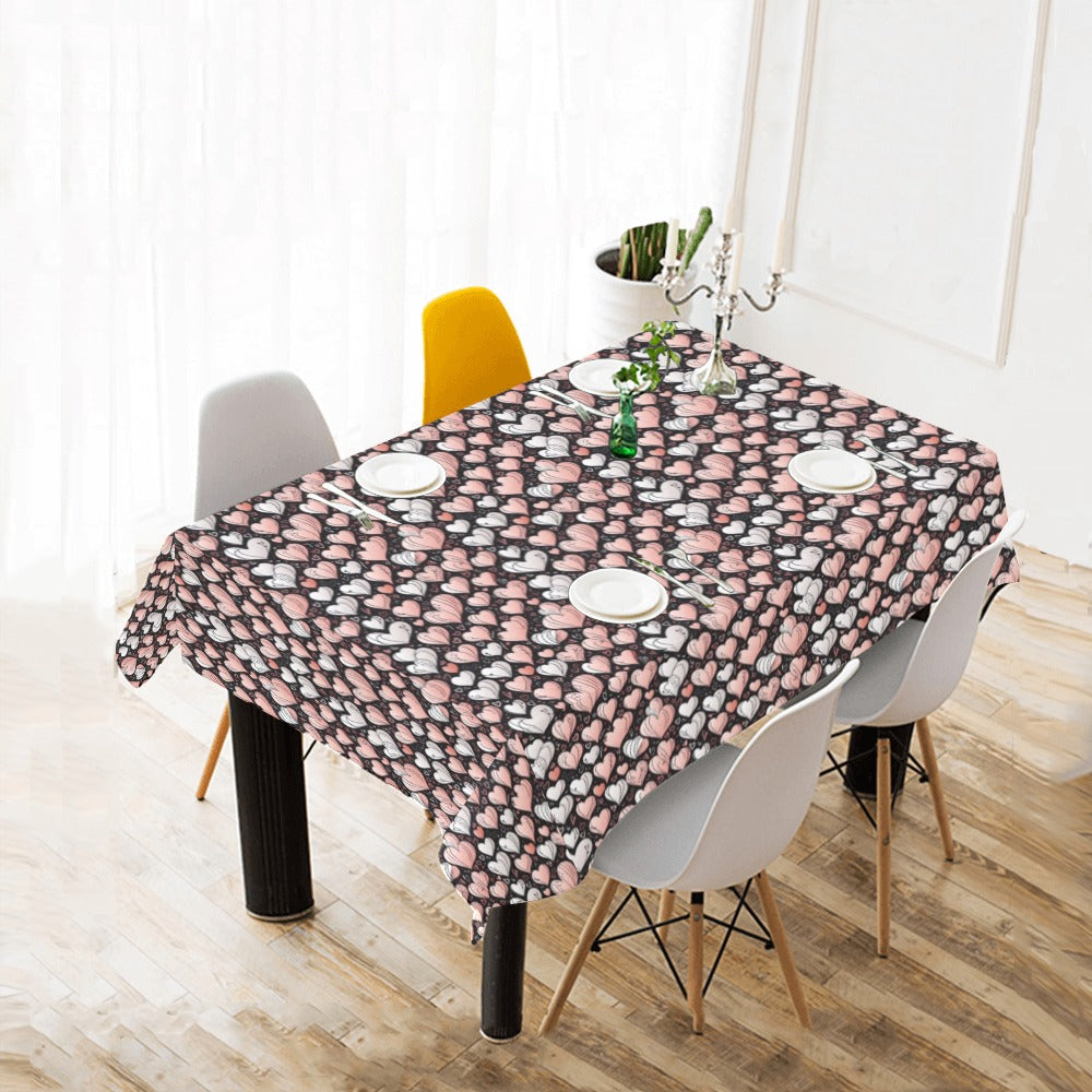 Pink Hearts Polyester Tablecloth Polyester Tablecloth 70"x 52" DeRose Seasonal