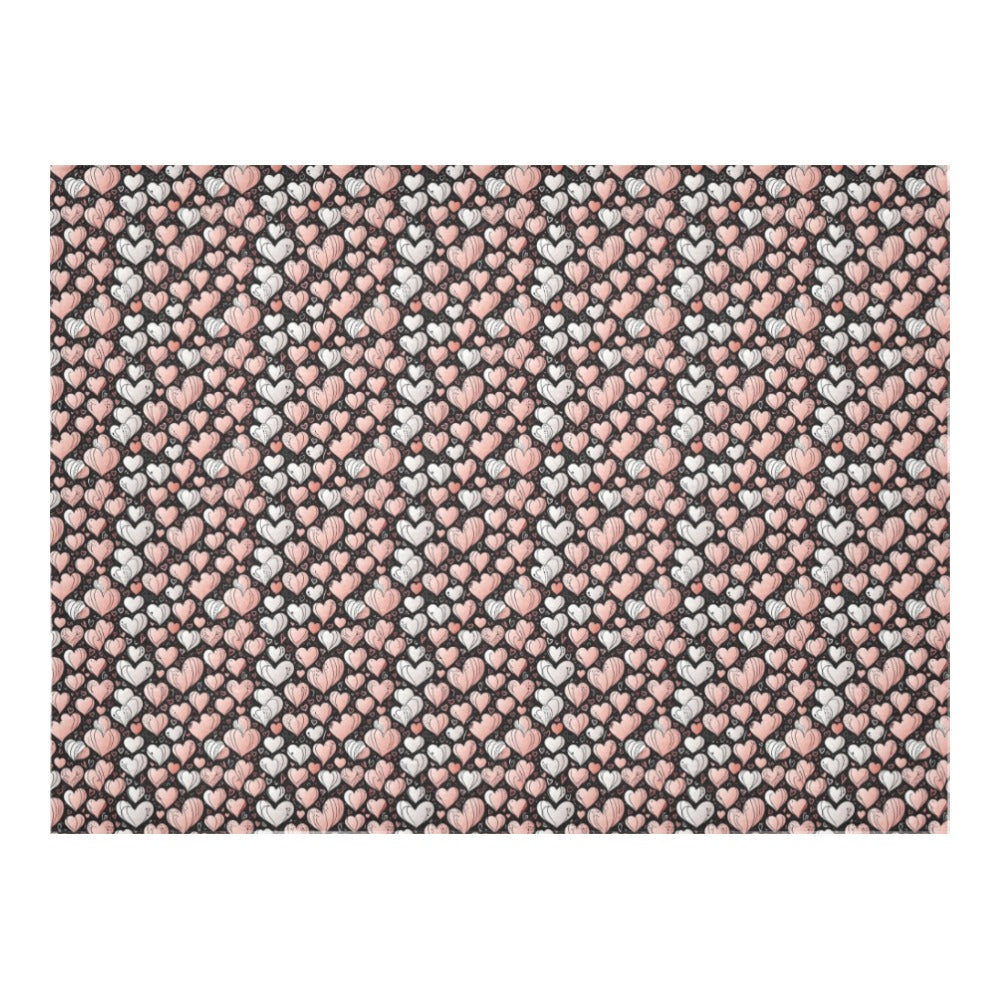 Pink Hearts Polyester Tablecloth Polyester Tablecloth 70"x 52" DeRose Seasonal