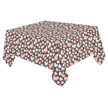 Pink Hearts Polyester Tablecloth Polyester Tablecloth 70"x 52" DeRose Seasonal