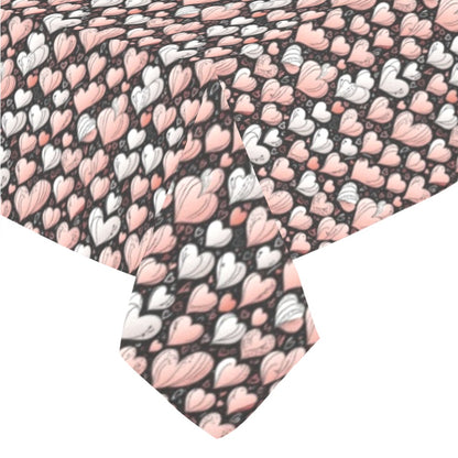 Pink Hearts Polyester Tablecloth Polyester Tablecloth 70"x 52" DeRose Seasonal