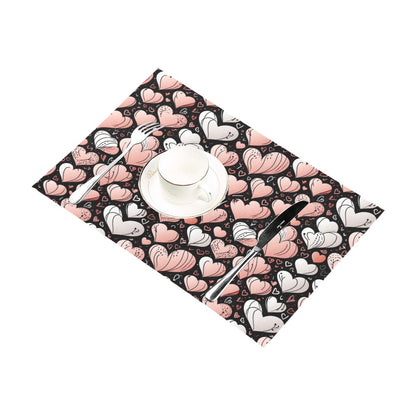 Pink Hearts Table Placemat (set of 6) Placemats 12" x 18" (Set of 6) DeRose Seasonal