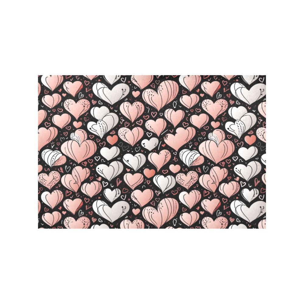 Pink Hearts Table Placemat (set of 6) Placemats 12" x 18" (Set of 6) DeRose Seasonal