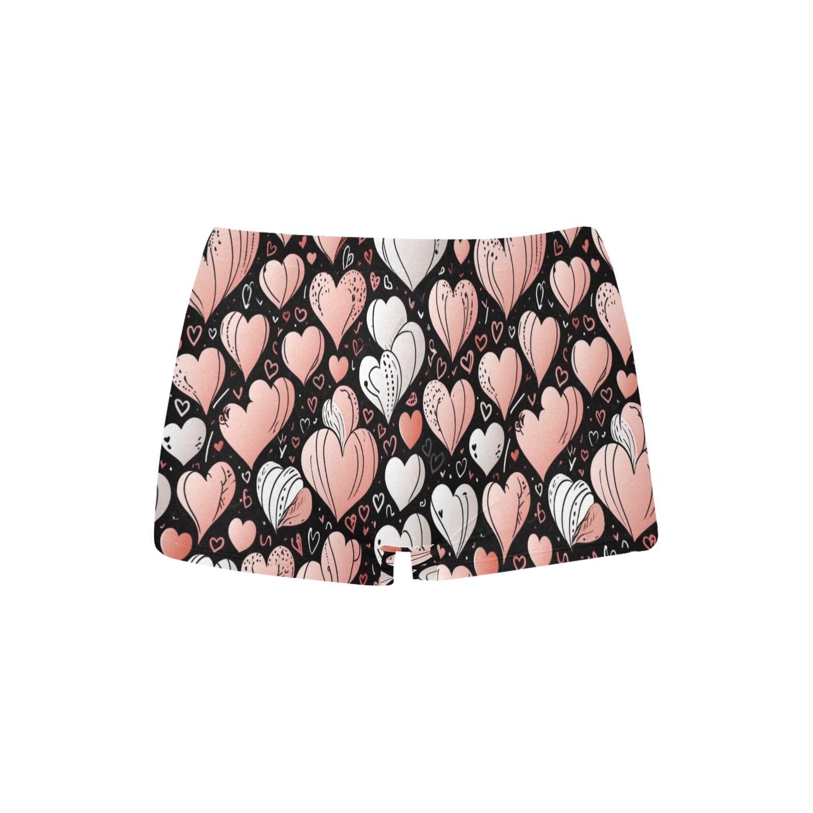 Pink Hearts Women's Underwear Briefs Women's Boyshort Panties (Model L31) - DeRose Seasonal