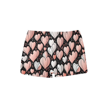 Pink Hearts Women's Underwear Briefs Women's Boyshort Panties (Model L31) - DeRose Seasonal