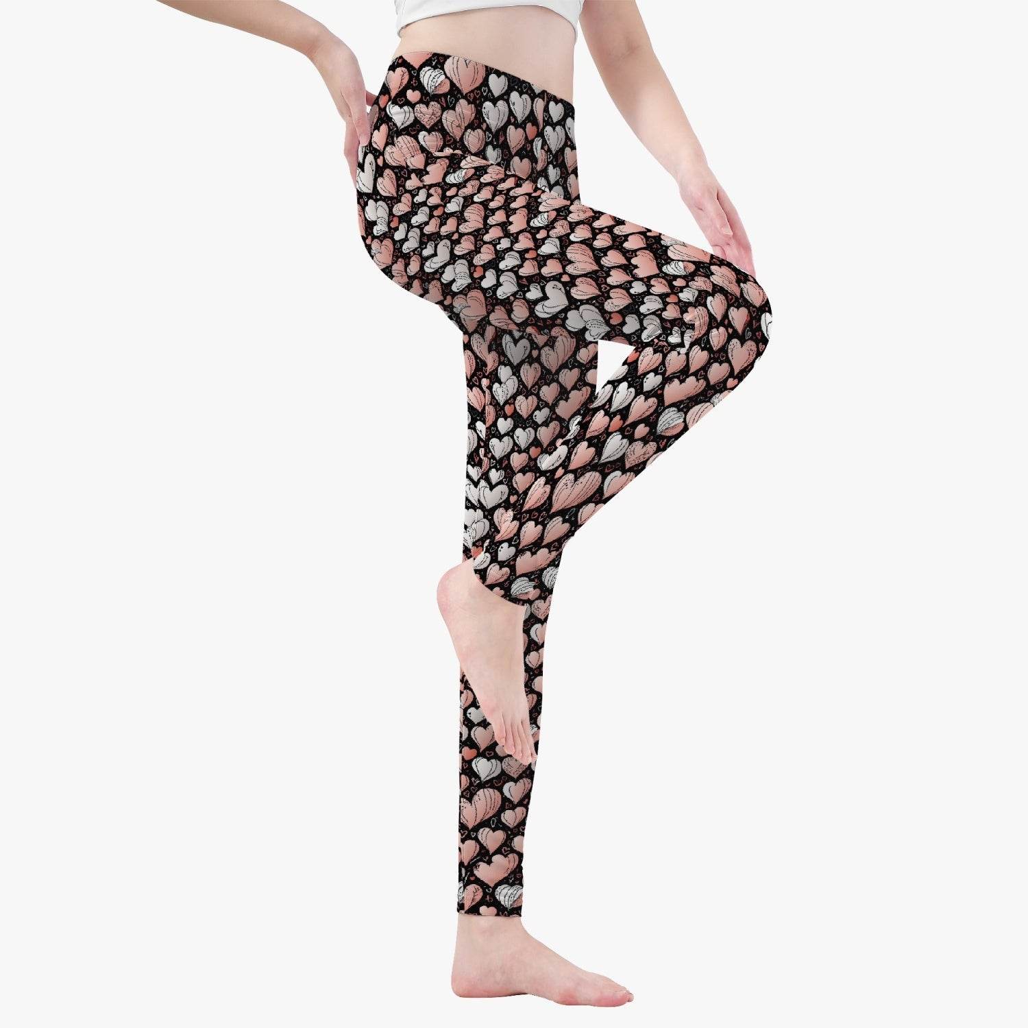 Pink Hearts Women's Yoga Pants - DeRose Seasonal
