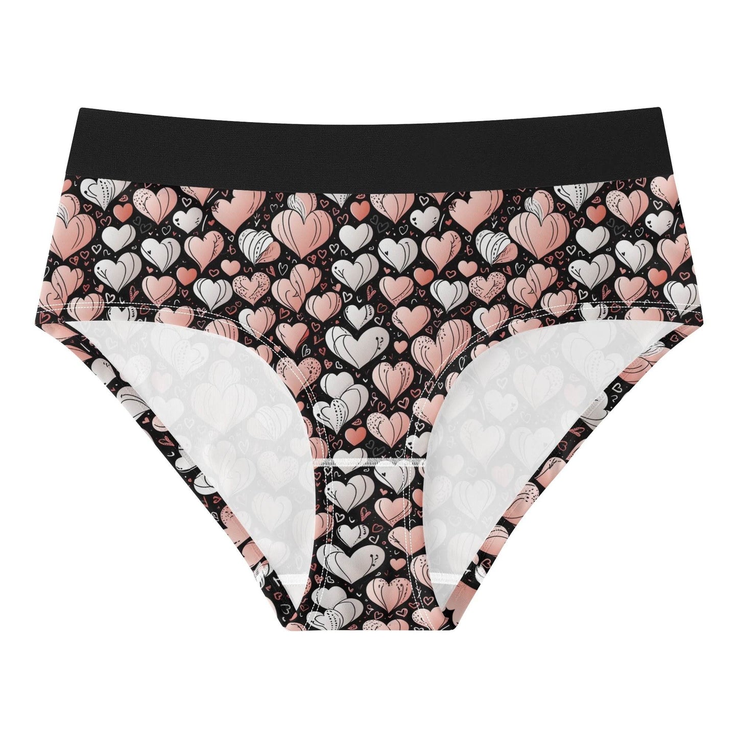 Pink Hearts Women's Mid Waisted Briefs - DeRose Seasonal