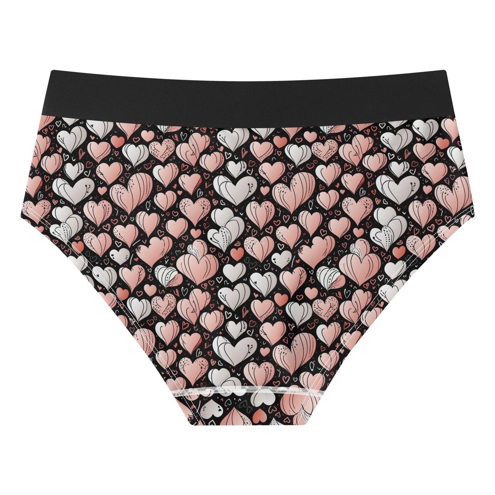 Pink Hearts Women's Mid Waisted Briefs - DeRose Seasonal