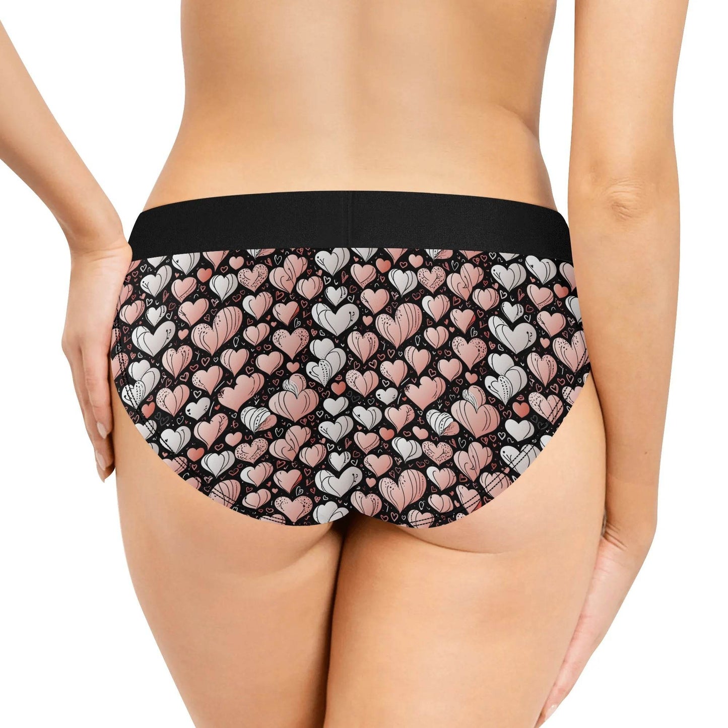 Pink Hearts Women's Mid Waisted Briefs - DeRose Seasonal