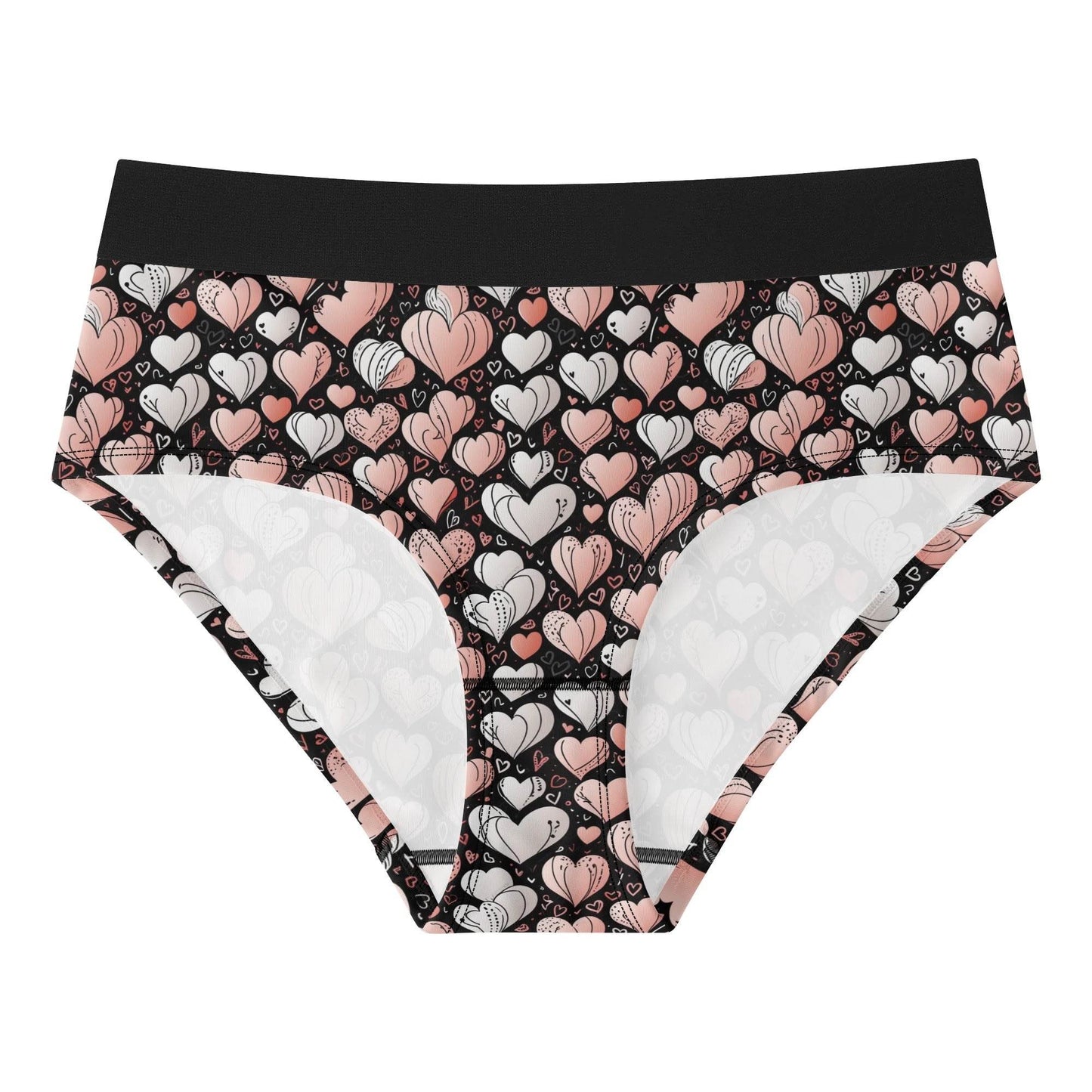 Pink Hearts Women's Mid Waisted Briefs - DeRose Seasonal