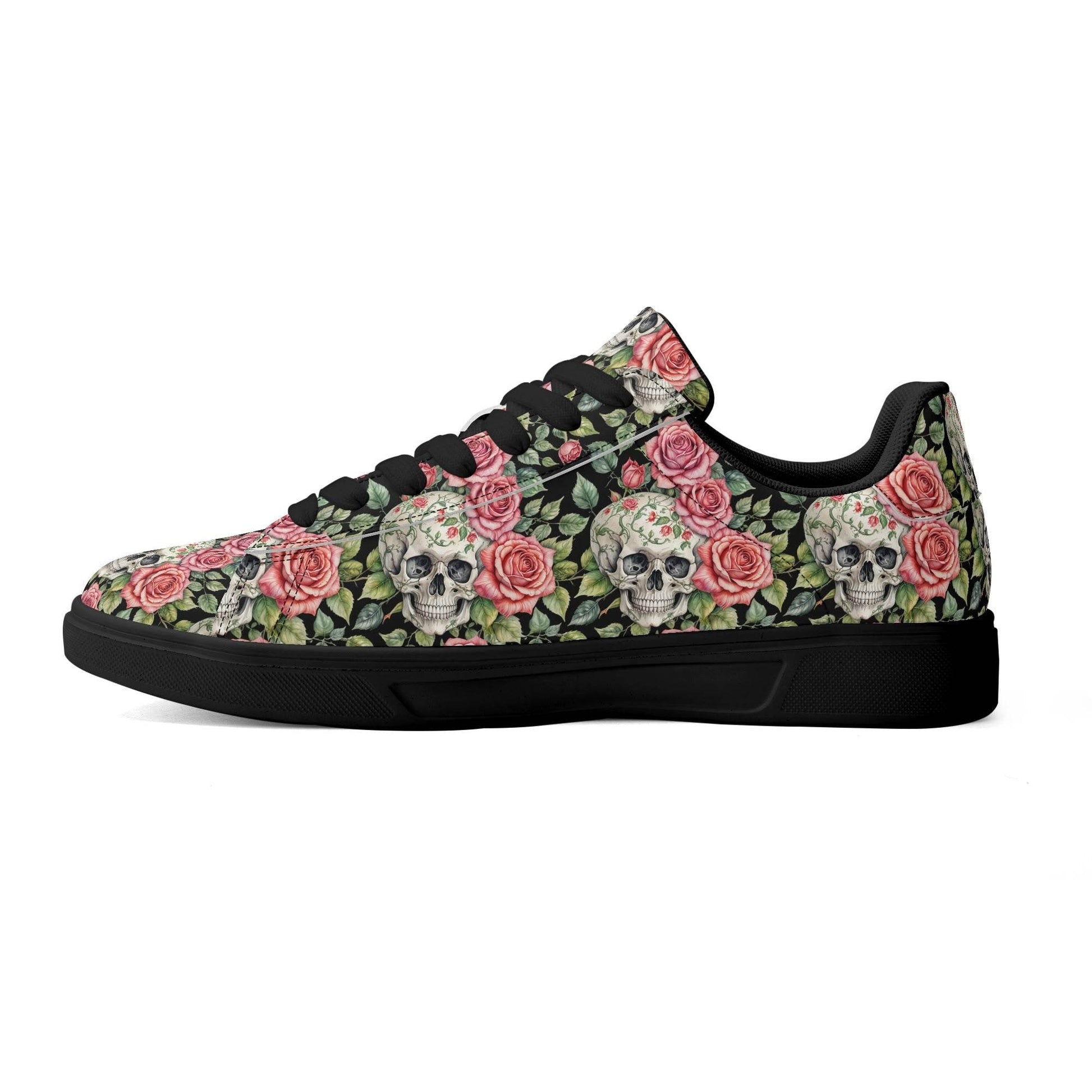 Pink Skulls Adult Lightweight Brand Low Top Leather Shoes - DeRose Seasonal