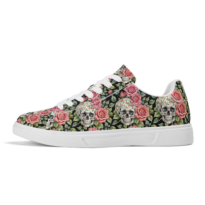 Pink Skulls Adult Lightweight Brand Low Top Leather Shoes - DeRose Seasonal