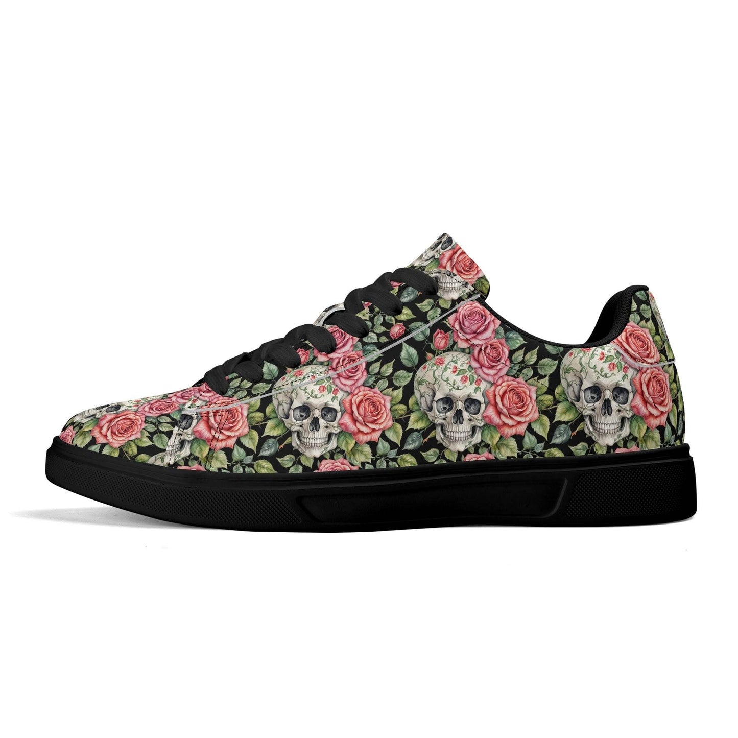 Pink Skulls Adult Lightweight Brand Low Top Leather Shoes - DeRose Seasonal