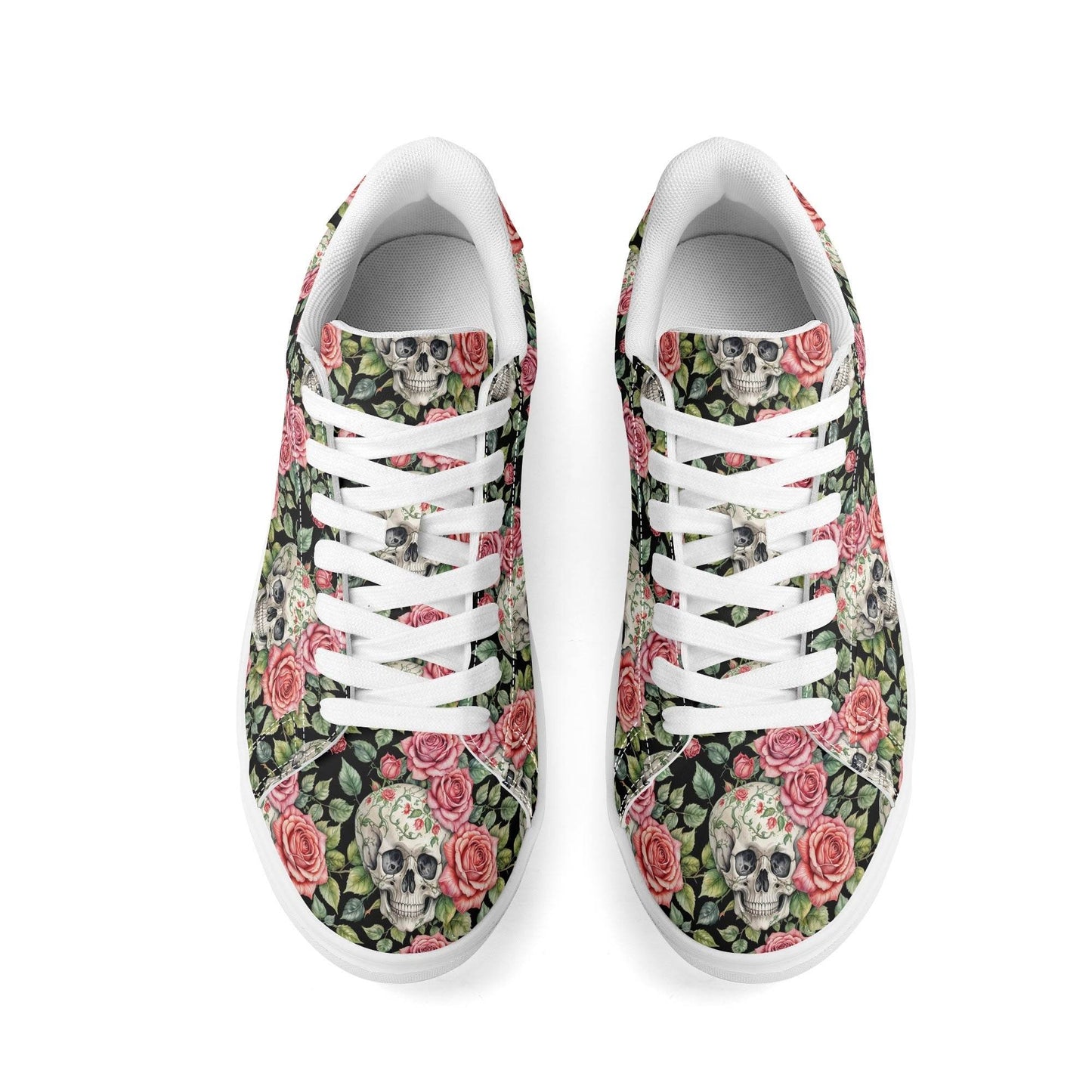 Pink Skulls Adult Lightweight Brand Low Top Leather Shoes - DeRose Seasonal