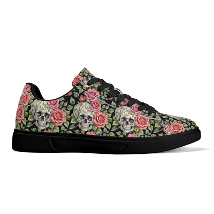 Pink Skulls Adult Lightweight Brand Low Top Leather Shoes - DeRose Seasonal